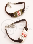 Brățară metalică, piele naturală, sticlă, 1 bucată, 231348