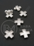 Mărgele cruce 15x15x3mm culoare argintie 1 pachet 10 buc 306171