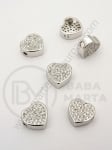 Margele inimă 9x9.5x4mm cu zirconii forjat 1 bucată 305265