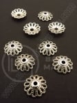 Margele metallice tip floare 12x3mm, culoare argintie, 30 buc. 309299