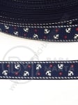 Panglică de satin 16mm, albastru închis, cu imprimeu, 1 pachet, 2 metri, 451490