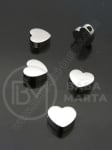 Mărgele inimă 7x7.5x3mm OȚEL (304) color argintie gaură 1.8mm 1buc 305756