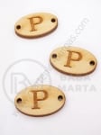 Țiglă de lemn 25x16x3mm litera <b>P</b> gaură 2.5mm 1 pachet 10buc 182256