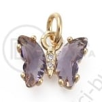 Pandantiv fluture din alamă de 12.5 mm cu micro zirconii cubice forged, 1 piece 305361