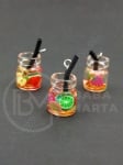 Pendant sticla borcan 14x10mm cu cocktail de fructe 1 pachet 2 bucati 335529