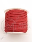 Panglică din piele întoarsă naturală 3x1.5mm red 5 meters 421056