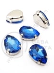 Glass stone (cristal) 13x18mm albastră în coș metalic 1 pachet 2 buc 151541