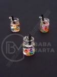 Pandantiv borcan de sticla 14x10mm cu cocktail de fructe 1 pachet 2 bucati 335533
