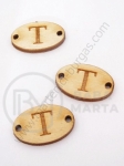 Țiglă de lemn 25x16x3mm litera <b>T</b> gaură 2.5mm 1 pachet 10buc 182258