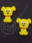 Mărgele silicon dog 28x25x7.5mm galben gaură 2mm 1 buc 317008