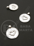 Pandantiv metalic cu inimă 20x16mm, culoare argintie, 1 pachet, 10 buc. 306312