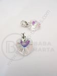 Pandantiv inimă cristal 25x14mm transparent AB 1 pachet 2 buc 335345