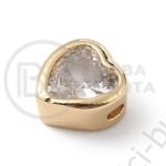 Margele inimă 6x6x4.5mm alamă cu zirconiu cubic 1 bucată 305370
