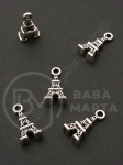 Pandantiv metalic Turnul Eiffel 16x8mm culoare argintie 1 pachet 10 buc 306315