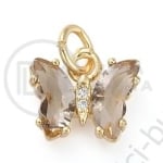 Pandantiv butterfly din alamă de 12,5 mm cu micro zirconii cubice forged, 1 piece 305362