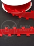Panglică de satin 25mm rouja cu inimioare 1 pachet 5 metri 451312