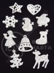 Figurine de Crăciun mix 27~32,5x21,5~27,5x2,5mm lemn alb 1 pachet 10 buc 182225
