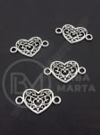 Element metalic de conectare inimă 21x12mm color argintie 1 pachet 10 buc 306566