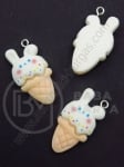 Pendant iepure din rășină ~28x~16mm gaură 2mm 1 paquet 2 buc 335874