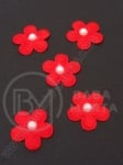 Floare 25mm roșu cu perlă 1 pachet 20 buc 461236