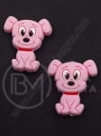 Mărgele silicon dog 28x25x7.5mm roz gaură 2mm 1 buc 317005