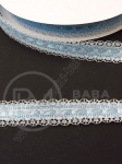 Panglică de satin albastră cu dantelă albă 15mm 1 paquet 5 meters 451324