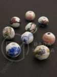 Bilă de porțelan ~10x12mm gaură pictătă 3mm 5 buc 335056