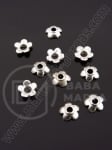 Mărgele florale metallice 6,5 mm, culoare argintie, 50 buc. 308230