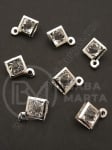 Pandantiv metalic cu cristal 14x11x6mm culoare argintiu 1 pachet 10 buc 335444