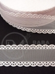 Panglică organza albă 26mm cu dantelă albă 1 pachet 5 meters 451391