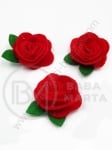 Trandafir cu frunze din pâslă 23x26mm red 1 pachet 10 bucăți 181592