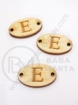 Țiglă de lemn 25x16x3mm litera <b>E</b> gaură 2.5mm 1 pachet 10buc 182245