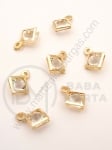 Pandantiv metalic cu cristal 14x11x6mm culoare aurie 1 pachet 10 buc 335445