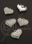 Pandantiv cristal metalic 19x16mm culoare argintie 1 buc 309490
