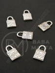 Pandantiv metalic cu lacăt 13x8mm, culoare argintie, 1 pachet, 15 buc. 306332