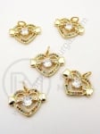 Pandantiv inimă 14.5x18x4mm cu zirconii forjat 1 bucată 305270