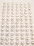 Perle acrilice semisferică albă cu lipici 6mm 84 buc 1 autocolant 181013