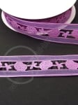 Panglică de satin 23mm violet cu trandafiri 1 pachet 5 metri 451310
