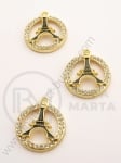 Pandantiv cristal metalic 22x19mm culoare aurie 1 buc 309495