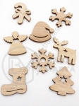 Figurine de Crăciun mix 20~25x20~25x2~2.5mm din lemn 1 pack 10 pcs 182315