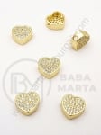 Margele inimă 9x9.5x4mm cu zirconii forjat 1 bucată 305266