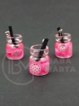 Pendant sticla borcan 14x10mm cu cocktail de fructe 1 pachet 2 bucati 335518