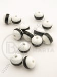 Albă de cauciuc Minge 10x9mm cu gaură neagră 2mm 30 buc 311538
