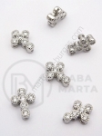 Mărgele cruce 11x8.5x3.5mm cu zirconii forjate, orificiu 0.8mm, 1 bucată 305285
