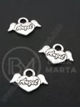 Pandantiv metalic cu inimă 19x12.5x2mm, culoare argintie, 1 pachet, 10 buc. 306213