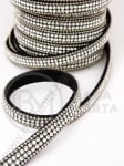 Mărgele naturale 8x3mm negre cu cristal și lanț de argint 1 metru 421158