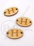 Țiglă de lemn 25x16x3mm litera <b>H</b> gaură 2.5mm 1 pachet 10buc 182253