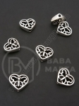 Mărgele metalice în formă de inimă 12x10mm, culoare argintie, gaură 1.5mm, 1 pachet 10 buc. 306490