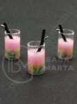 Pandantiv pahar sticla 18x12mm, cocktail de fructe, gaura 2mm, 1 pachet, 2 buc. 335889