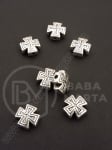 Mărgele metallice 10x5mm cruce argintie 10 buc 308889